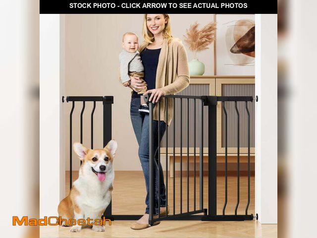 Lot 74-13816164 - (MISSING HARDWARE) Vomeast 36in Extra Tall Baby Safety Gate,29.93- 48.8in Extra Wide Metal Dog Gates...