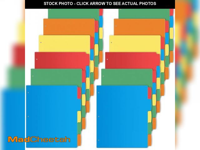 Lot 74-12437967 - Jyusmile 12 Set Binder Dividers with 5 Tabs, Index Dividers for 3 Ring Binder, Multicolor Plastic Di...