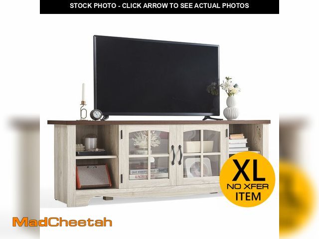 Lot 74-13673823 - LINSY HOME TV Stand for 75 Inch TV, Modern Farmhouse Entertainment Center with Storage Cabinets and ...