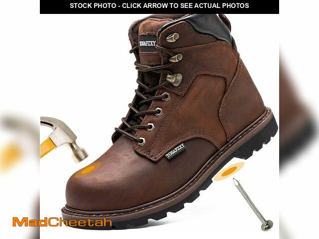 Lot 74-14273156 - Work Safety Boots for Men Durable Crazy-Horse Leather Indestructible Steel Toe Waterproof and Non-Sl...