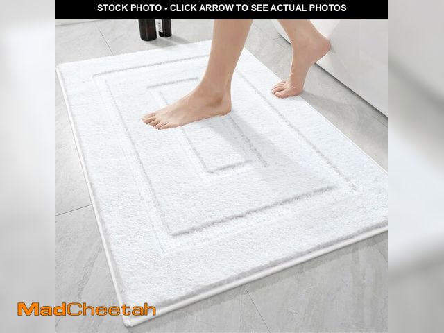Lot 74-13570202 - HOMORE Bathroom Rugs 24x36 Inch White Bathroom Runner Rug Non Slip Washable, Soft and Absorbent Bath...