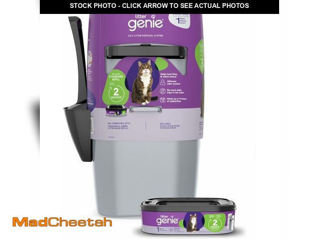 Lot 74-13710039 - Litter Genie Standard Pail (Silver) | Cat Litter Box Waste Disposal System for Odor Control | Includ...