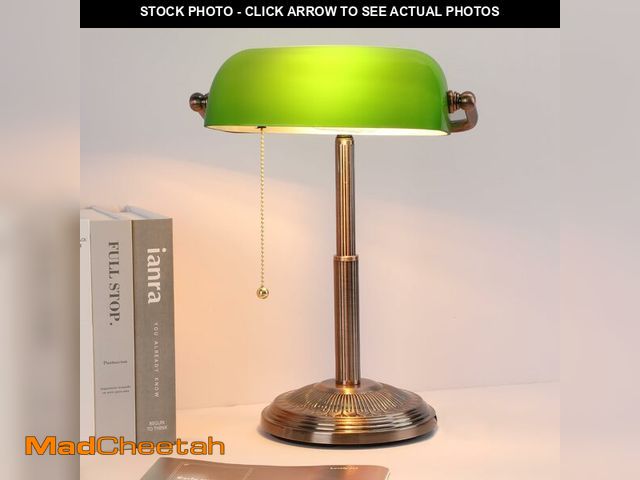 Lot 74-12974569 - LINNMON Bankers Desk Lamp, Green Retro Lamp, Vintage Lamp with Pull Chain Switch for Home Office (Co...