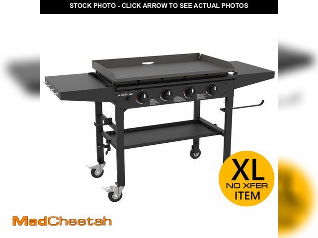 Lot 74-13789863 - Blackstone 36 Inch 4 Burner 60,000 BTU Portable Steel Griddle Cooking Station with Foldable Legs, Gr...