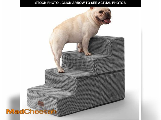 Lot 74-13582927 - Aodisman Dog Stairs for Bed 18.5" H, 4-Step Dog Steps for Small Dogs and Cats, Indoor Non-Slip Balan...