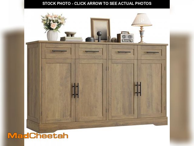 Lot 74-12377844 - Homfa Farmhouse Buffet Cabinet with 4 Drawers and 4 Doors, 59" W Sideboard Buffet Storage Cabinet wi...