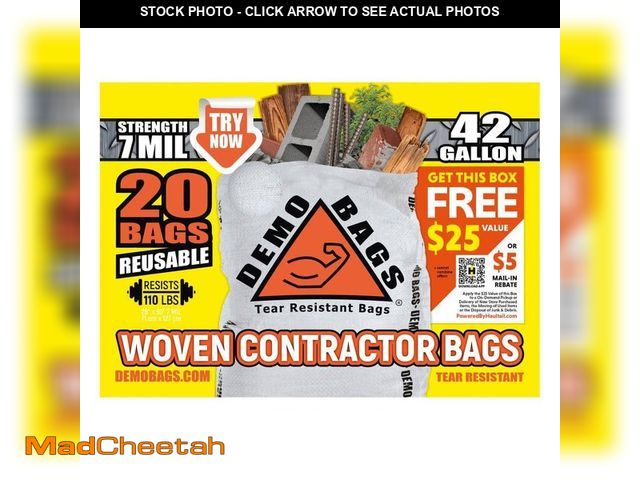 Lot 74-14603095 - Demobags 42-Gallon Contractor Heavy Duty Trash Bags (20-Count) DB20-PROPACK - UNUSED