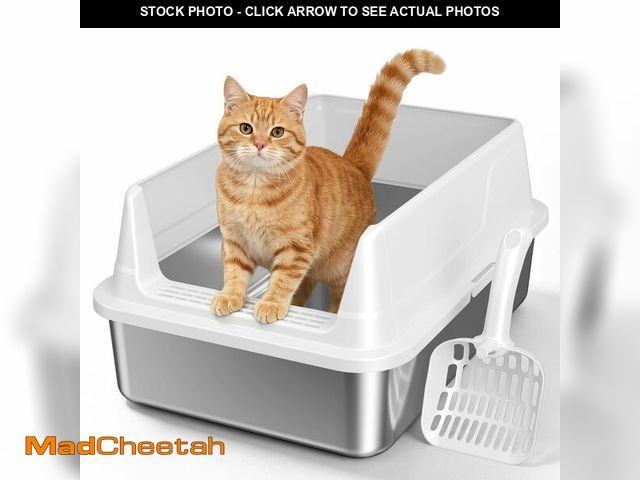 Lot 74-14214215 - Tevila Stainless Steel Litter Box with High Sides, Small Metal Litter Box for Kittens &amp; Senior C...