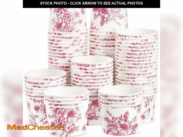 Lot 74-14149023 - Jingmore 100 Pcs 8 oz Treat Snack Cups Bulk Summer Ice Cream Bowl Cute Cups Disposable Party Favors ...