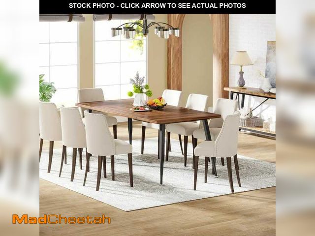 Lot 74-12773231 - (TABLE ONLY) BYBLIGHT Farmhouse Walnut and Black Wood 70.9 in. 4-Legs Dining Table Seats 6 to 8 - UN...