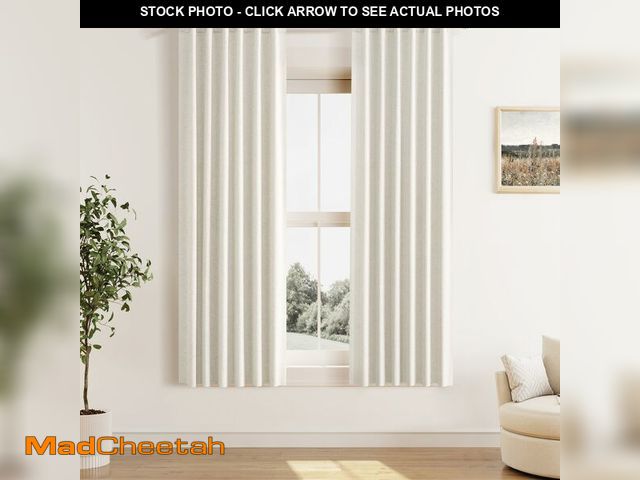 Lot 74-12454159 - Guken Cream Linen Blackout Curtains 42 Inch Wide by 63 Inch for Living Room Bedroom Back Tab Thermal...