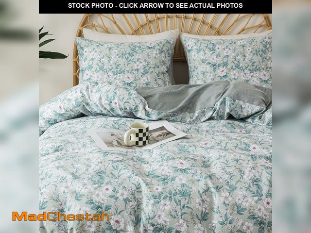 Lot 74-13769126 - HoneiLife Botanical Duvet Cover King - 100% Cotton Comforter Cover 3-PC, Floral Bedlinen Set with Zi...
