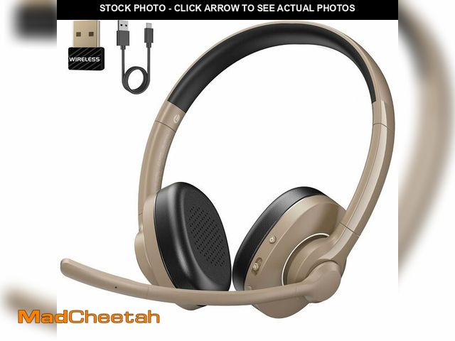 Lot 74-12714577 - Masajoy Wireless Headset with Mic for Work with AI Noise Cancelling Mic for Clear Calls, Bluetooth V...