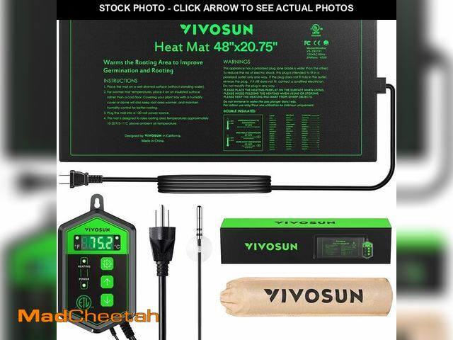 Lot 74-14303631 - VIVOSUN 48" x 20.75" Seedling Heat Mat and Digital Thermostat Combo Set, UL &amp; MET-Certified Warm...