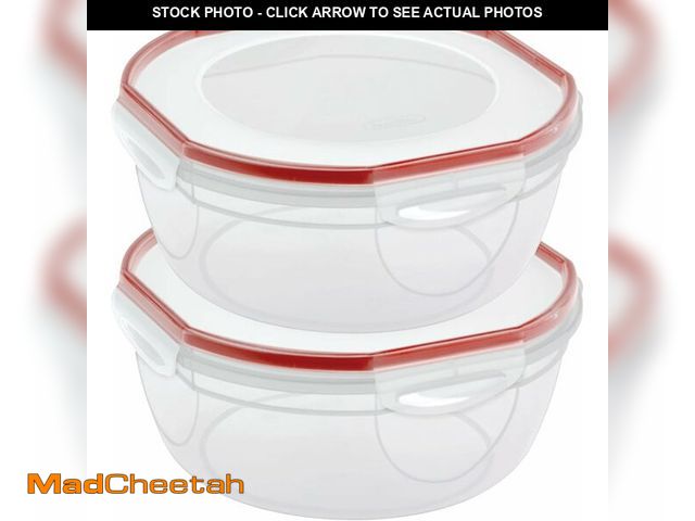 Lot 74-12366348 - Sterilite Ultra-Seal 8.1 Qt Bowl, Large Airtight Food Storage Container, Latching Lid, Microwave and...
