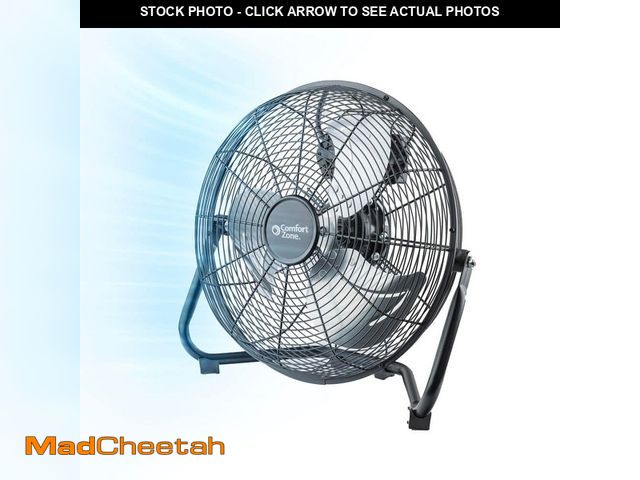 Lot 74-12591839 - Comfort Zone 14 in. 3-Speed Floor Fan with 180-Degree Adjustable Tilt - UNUSED