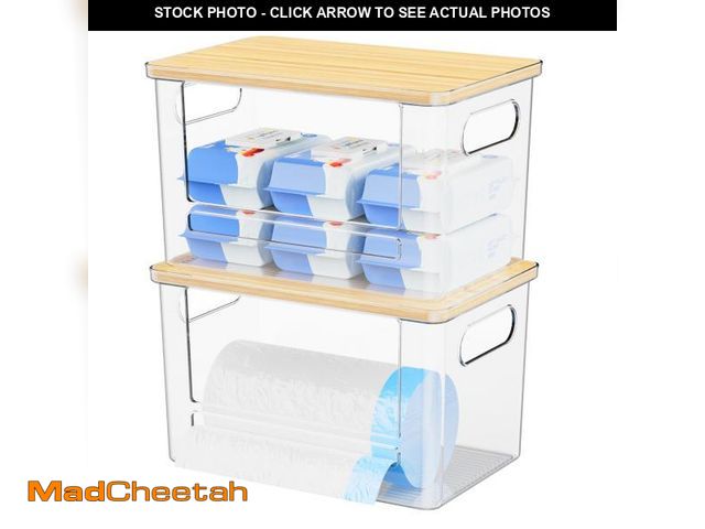 Lot 74-12051871 - Riian Trash Bag Dispenser, Trash Bag Holder, Stackable Garbage Bag Holder with Bamboo Lid, Acrylic S...