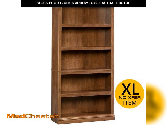 Lot 74-13074343 - (MISSING HARDWARE) Sauder 5-Shelf Split Bookcase/ Book shelf, Oiled Oak finish - USED