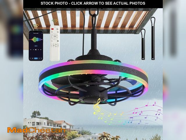 Lot 74-13709567 - Fanbulous Outdoor Ceiling Fans with Light, 20" Waterproof Smart Ceiling Fan Light with Bluetooth Spe...