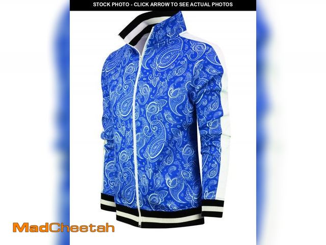 Lot 74-12392333 - SCREENSHOT-F11092 Mens Urban Hip Hop Premium Track Jacket - Slim Fit Athletic Paisley Pattern Allove...