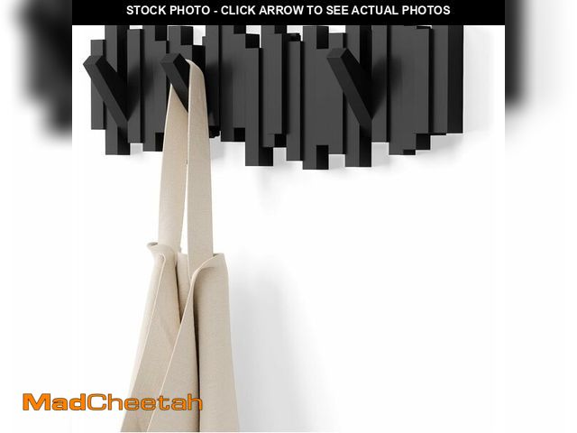 Lot 74-14602324 - Umbra Sticks Wall Mount Coat Rack, 5 Hook Retractable Pegs, Black - UNUSED