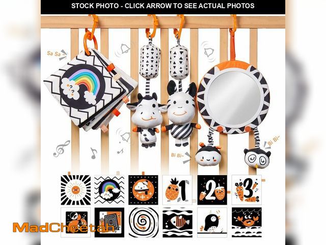 Lot 74-13549526 - TUMAMA Black and White Baby Toys, High Contrast Tummy Time, Newborn Soft Books Mirror Rattles, Monte...