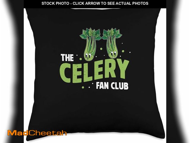 Lot 74-12633135 - Kawaii Celery Fan Club For Celery Vegetables A Celery Vegan Throw Pillow - UNUSED