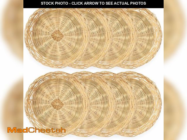 Lot 74-14424666 - Cheardia 8 Pack Bamboo Paper Plate Holders, 10 Inches Reusable Wicker Charger Plates for Dinner Plat...