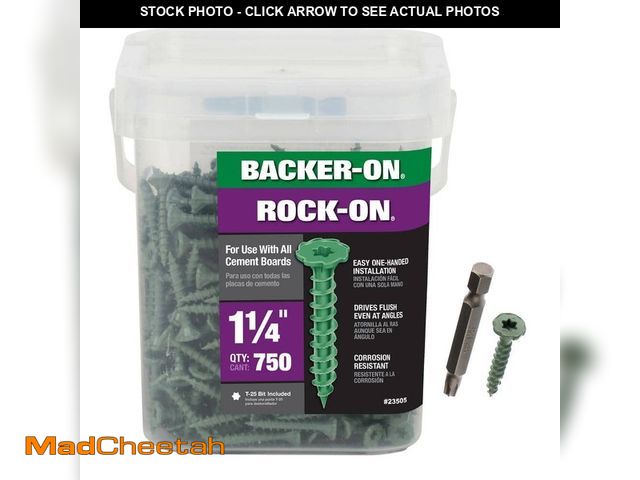 Lot 74-12851813 - Backer-On #9 x 1-1/4 in. Star Drive Serrated Head Cement Board Screws (750-Pack) - UNUSED