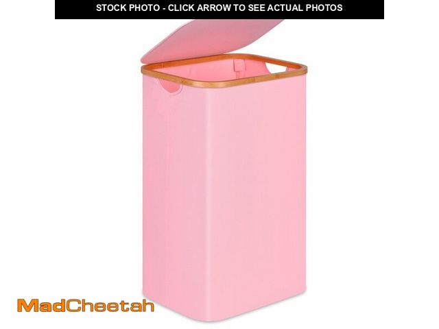 Lot 74-12708060 - 100L Laundry Hamper with Lid, Lagre Basket with Bamboo Handles,Foldable Clothes Hamper Tall Dirty La...