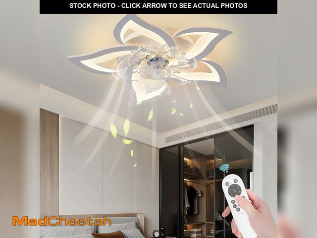 Lot 74-14378558 - Bevenus Low Profile Ceiling Fan with Lights,110v Modern Dimmable Flower Shape, Remote Control/app Co...