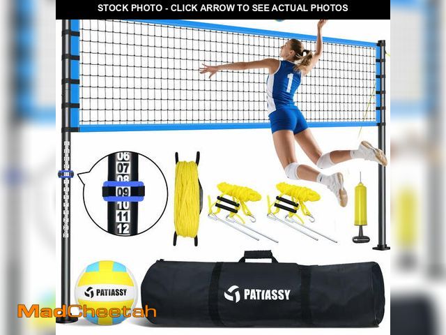 Lot 74-14350134 - Patiassy 32FT Outdoor Portable Volleyball Net Set System for Backyard - Quick &amp; Easy Setup Adjus...