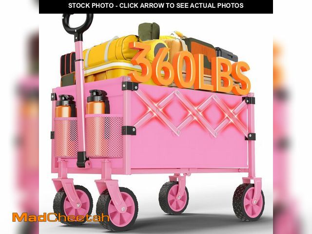 Lot 74-14273968 - Wagons Carts Foldable, 360LBS Folding Utility Heavy Duty Wagon Cart with Wheels, 100L Portable Utili...