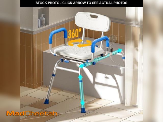 Lot 74-12398861 - Bluelog Sliding Shower Chair with Extra-Wide 360 degree Swivel Seat, 330lbs Tub Transfer Bench, Non-...