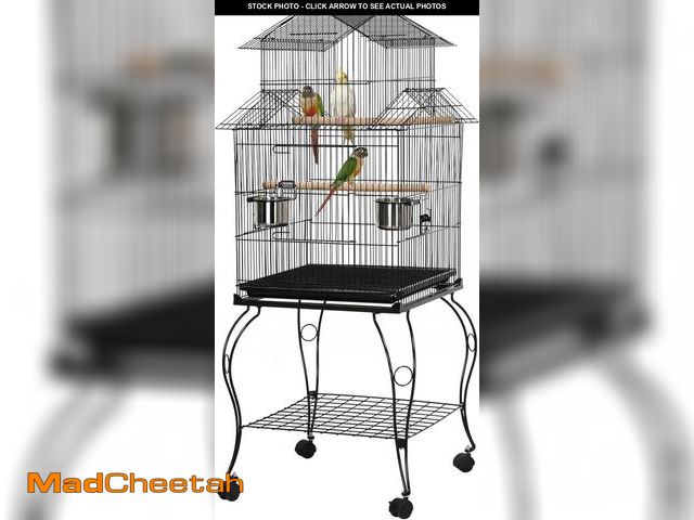 Lot 74-12367911 - (TRAY HAS A HOLE) Yaheetech Budgie Cage 55-inch Rolling Standing Triple Roof Medium Parrot Cage Pet ...