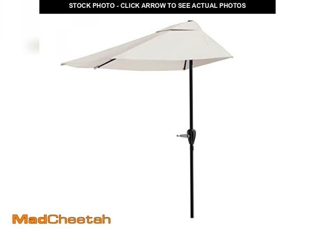 Lot 74-12510231 - Half Umbrella Outdoor Patio Shade - 9 ft Patio Umbrella with Easy Crank - Small Canopy for Balcony, ...