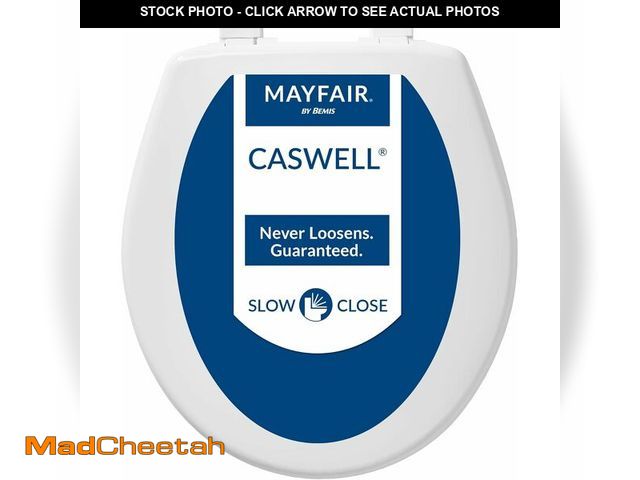 Lot 74-13733856 - Mayfair Caswell Modern Slow Close Toilet Seat, Durable Plastic Seat, Made in USA, Round, White - UNU...
