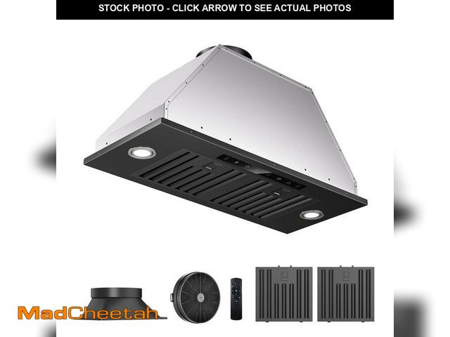 Lot 74-14182696 - VIKIO PRO 30 in. 900 CFM Ducted to Ductless Convertible Insert Range Hood in Black Stainless Steel, ...