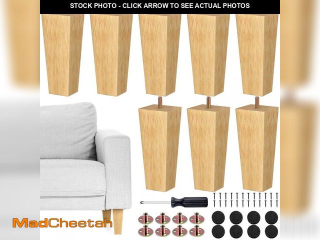 Lot 74-12443535 - TURSTIN Set of 8 Furniture Legs 6 Inch Square Solid Wood Couch Legs Replacement Sofa Legs Mid Centur...