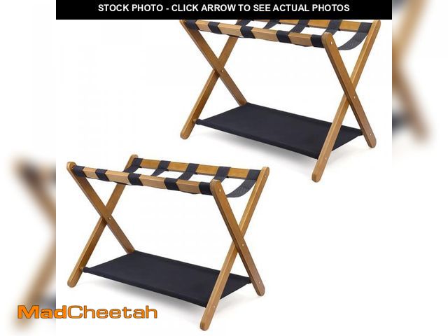 Lot 74-12403214 - 2 Pack of Luggage Rack, Folding Heavy-Duty Suitcase Stand with Storage Shelf, for Guest Room, Hotel,...