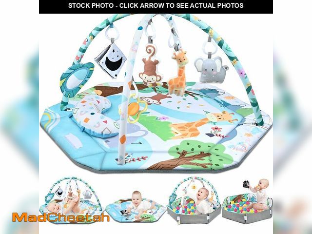 Lot 74-12547663 - Baby Gym Play Mat, 8-in-1 Tummy Time Mat &amp; Ball Pit with 6 Toys, Washable Baby Activity Play Mat...