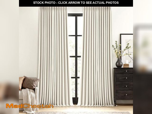 Lot 74-12118209 - MIULEE Natural Pinch Pleated 100% Blackout Linen Curtains for Bedroom, Room Darkening Light Blocking...