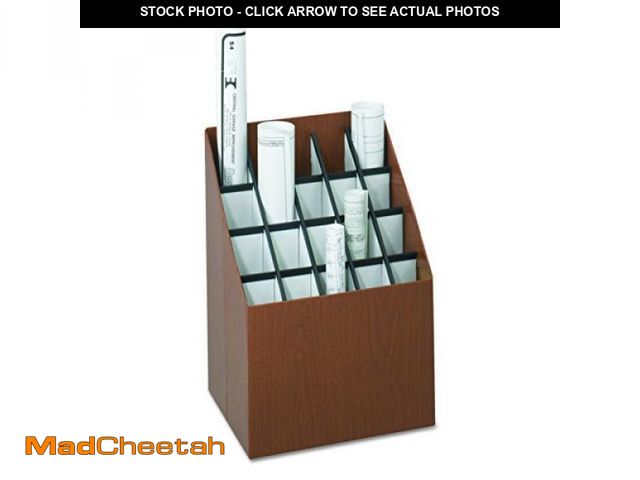 Lot 74-12137213 - Safco 3081 Vertical Roll File, 20 Compartment, Wood Grain Walnut Finish, Corrugated Fiberboard Const...
