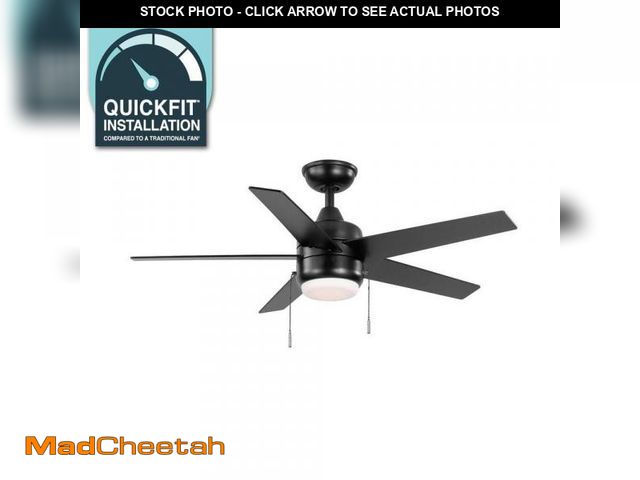 Lot 74-12090873 - Hampton Bay Mena 44 in. LED Indoor/Outdoor Matte Black Ceiling Fan with Light Kit and Reversible Bla...