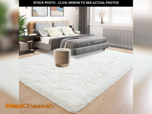 Lot 74-12426432 - WINNIS Shag Area Rug,9'x12'Soft Fluffy Area Rugs for Living Room Bedroom Kids Room Carpet,Cream Whit...