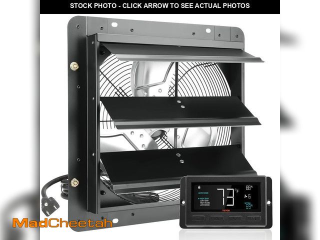 Lot 74-12558865 - VEVOR Shutter Exhaust Fan 14 in.1513 CFM, 10-Speed Adjustable Wall Mount Attic Fan Ventilation and C...