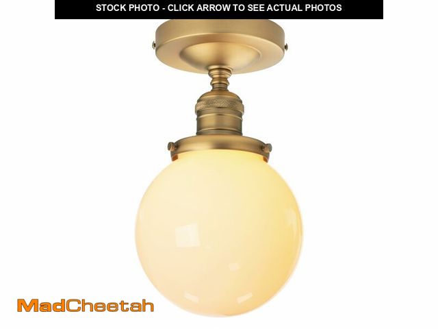 Lot 74-12440811 - PERMO Morden Semi Flush Mount Ceiling Pendant Light Gold Ceiling Lights Hallway Fixtures with Milk W...