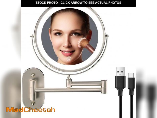 Lot 74-12120126 - Rechargeable Wall Mounted Lighted Makeup Vanity Mirror 8 Inch Double Sided 1X 10X Magnifying Bathroo...