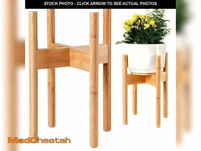 Lot 74-13994941 - Plant Stand Indoor - Corner, Table and Floor Planter Holder - Adjustable, Durable Bamboo Wood - Fits...