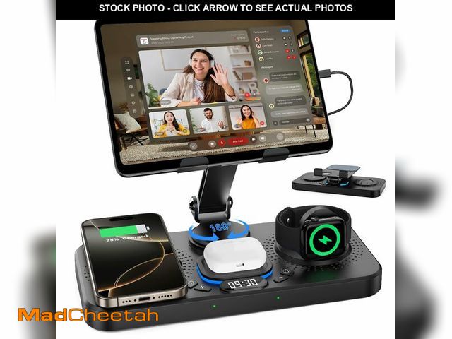 Lot 74-12708490 - 30W Charging Station for Apple Products, Foldable Wireless Charger with Clock Display&amp;7 Color Li...